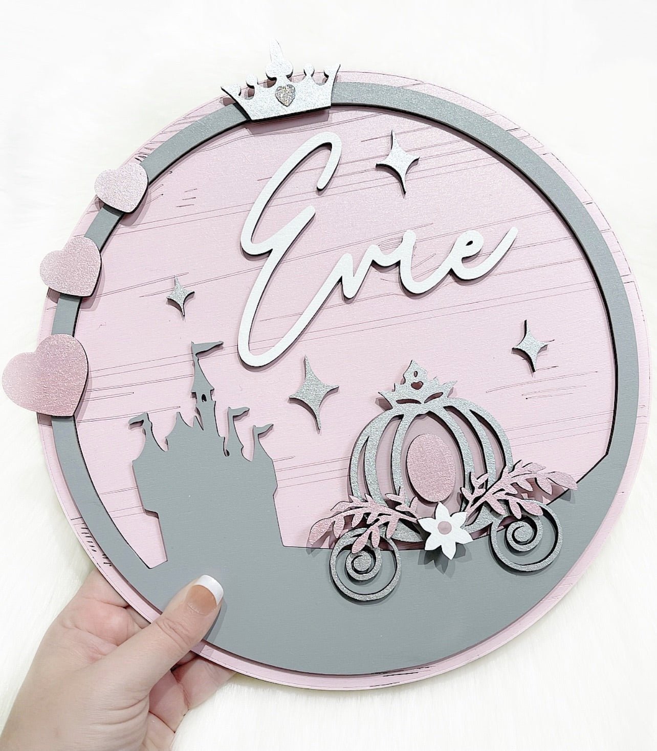 Princess Castle & Carriage Plaque - Cute as a Button by Laura