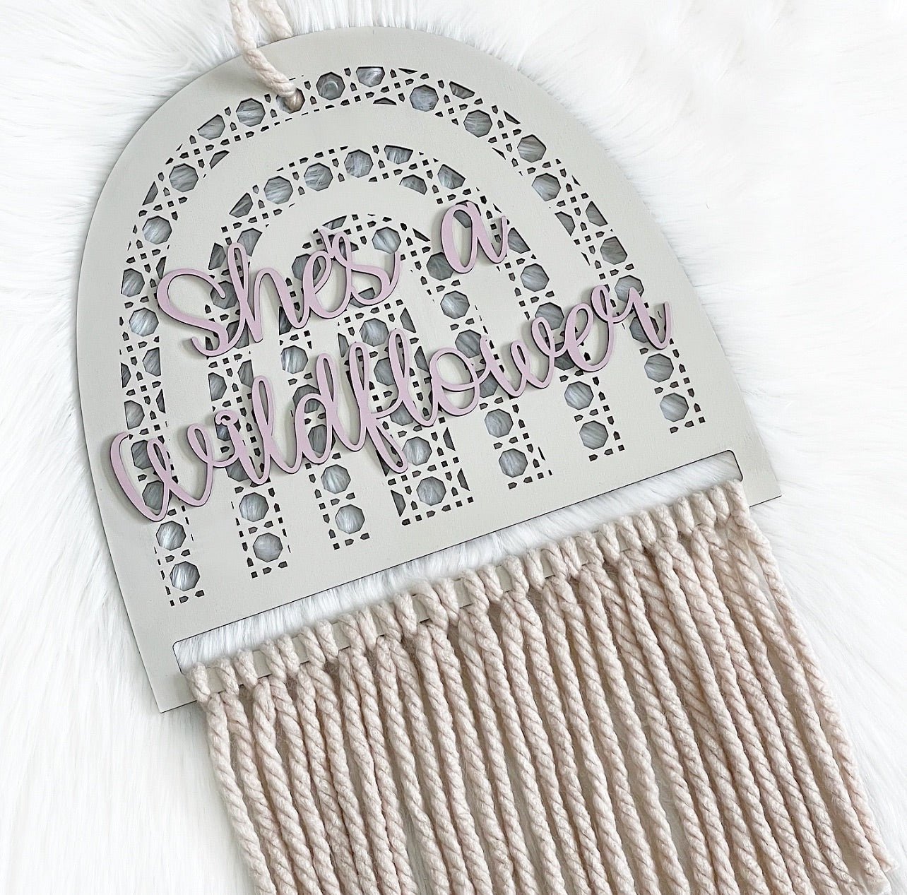 Rattan Wall Hanging - Cute as a Button by Laura