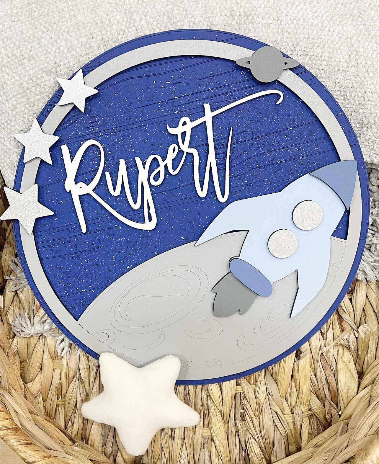 Rocket Plaque - Cute as a Button by Laura