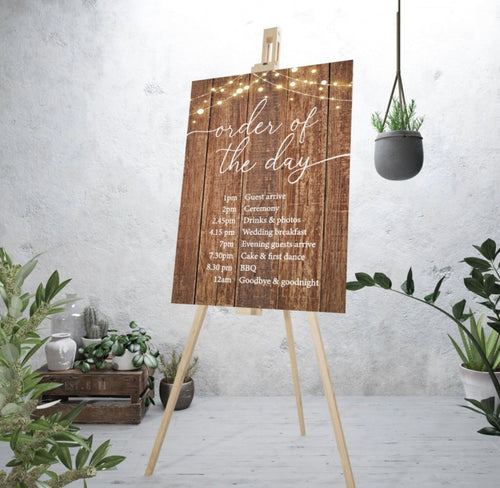 Rustic Wooden Lights Order Of The Day Board - Cute as a Button by Laura