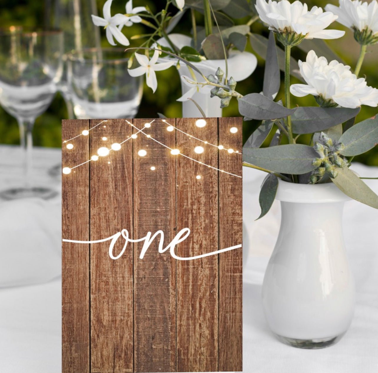 Rustic Wooden Lights Table Numbers Sign - Cute as a Button by Laura