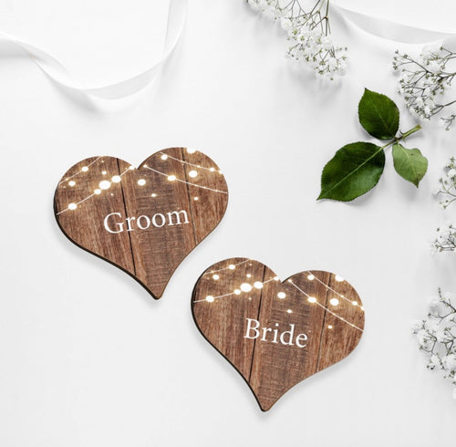 Rustic Wooden Lights Wood Heart Place Names - Cute as a Button by Laura