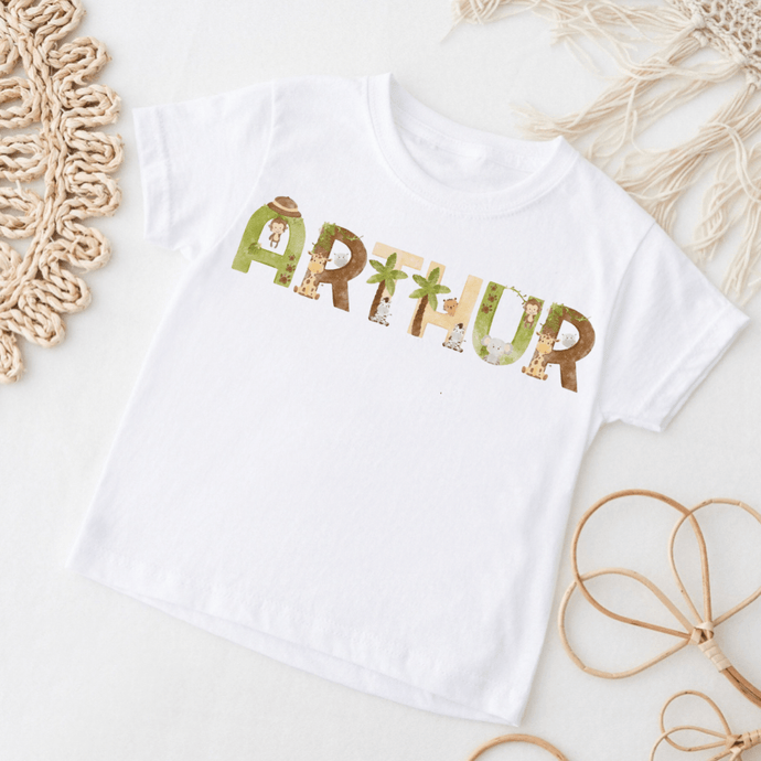 Safari Letter Name Tee - Cute as a Button by Laura