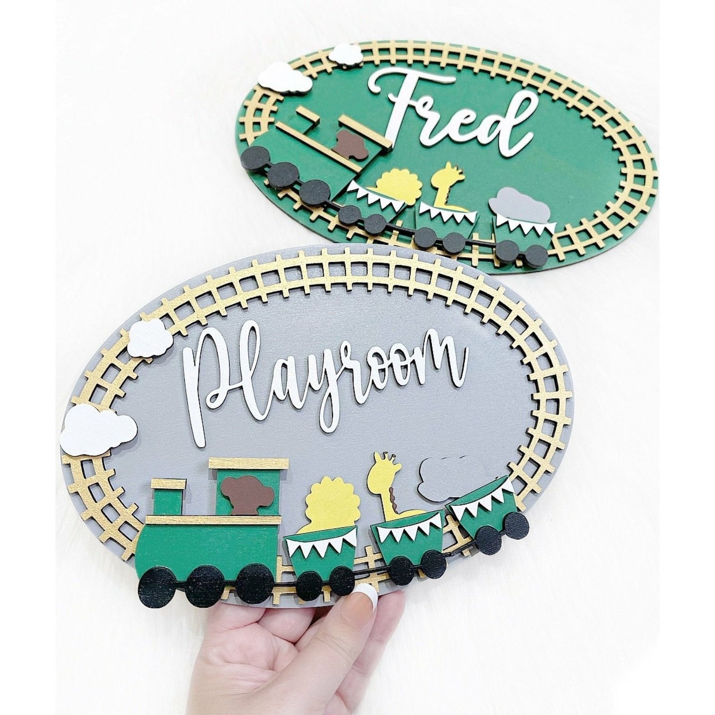 Safari Train Plaque - Cute as a Button by Laura