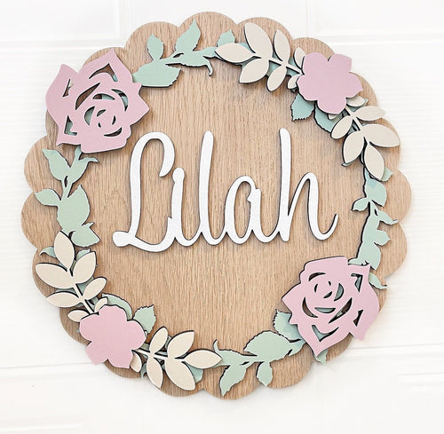 Scalloped Edge Floral Plaque - Cute as a Button by Laura