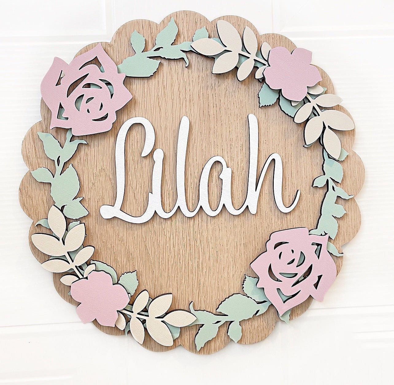 Scalloped Edge Floral Plaque - Cute as a Button by Laura