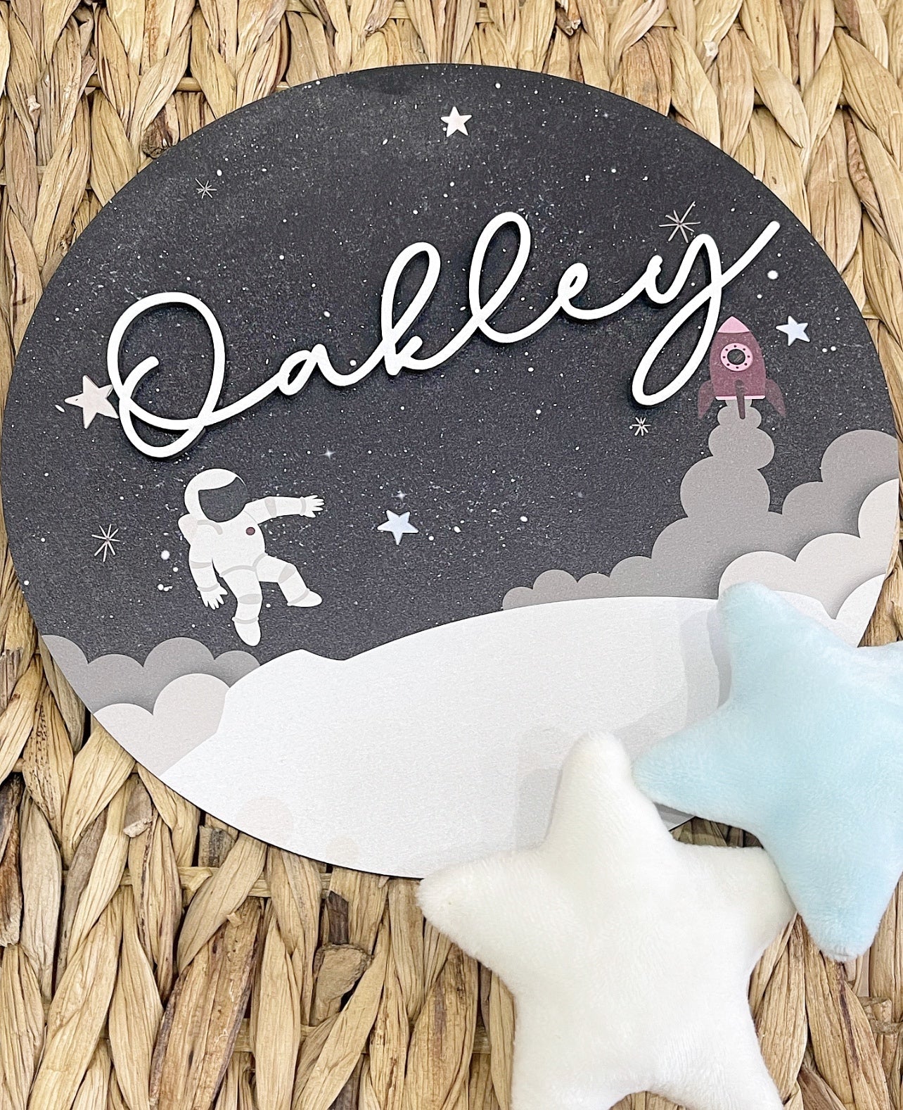 Space Man Printed Plaque - Cute as a Button by Laura