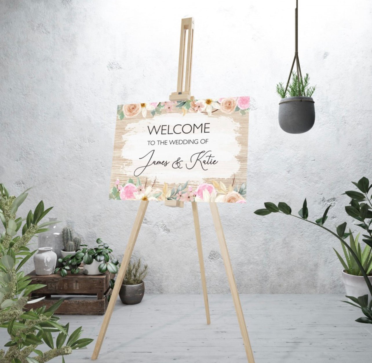 Spring Floral Welcome Board - Cute as a Button by Laura
