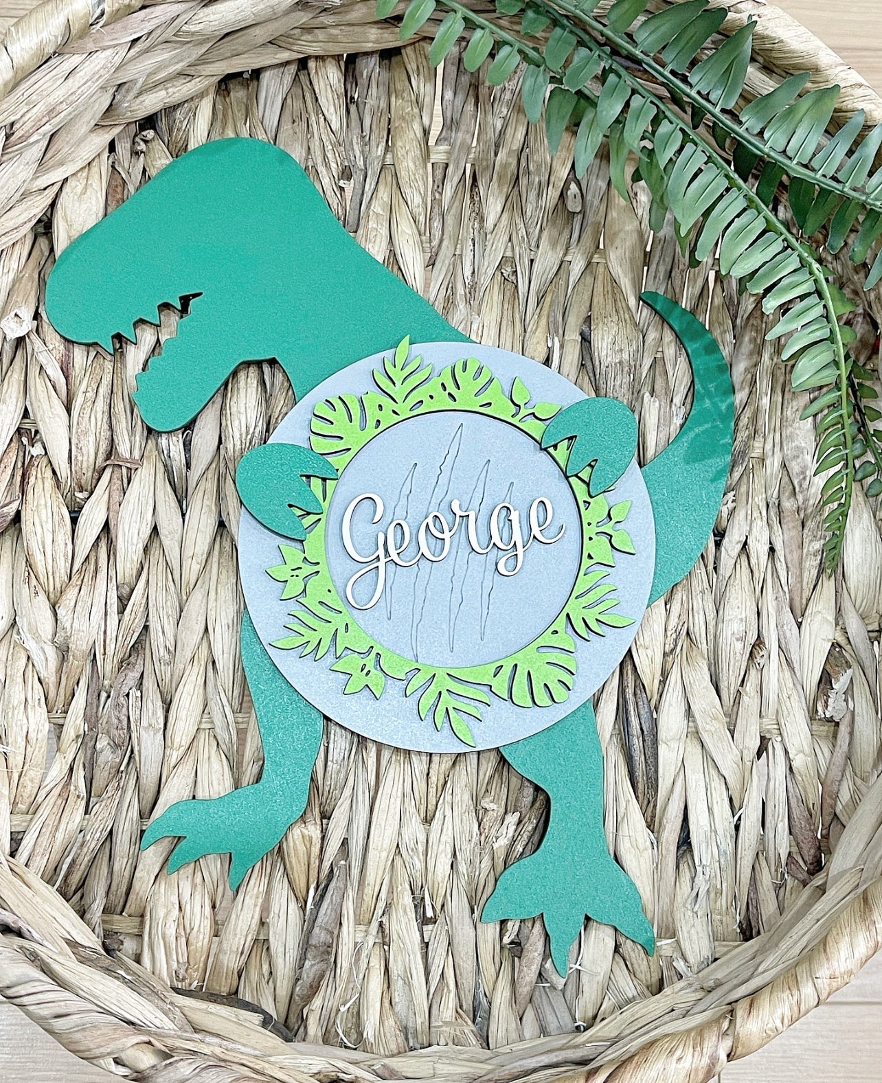 T-Rex Holding Plaque - Cute as a Button by Laura