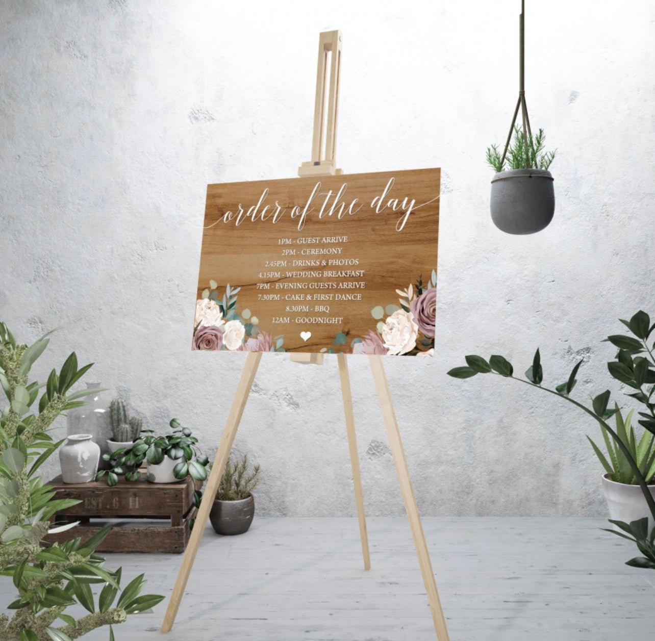 Wooden Dusky Rose Order Of The Day Board - Cute as a Button by Laura