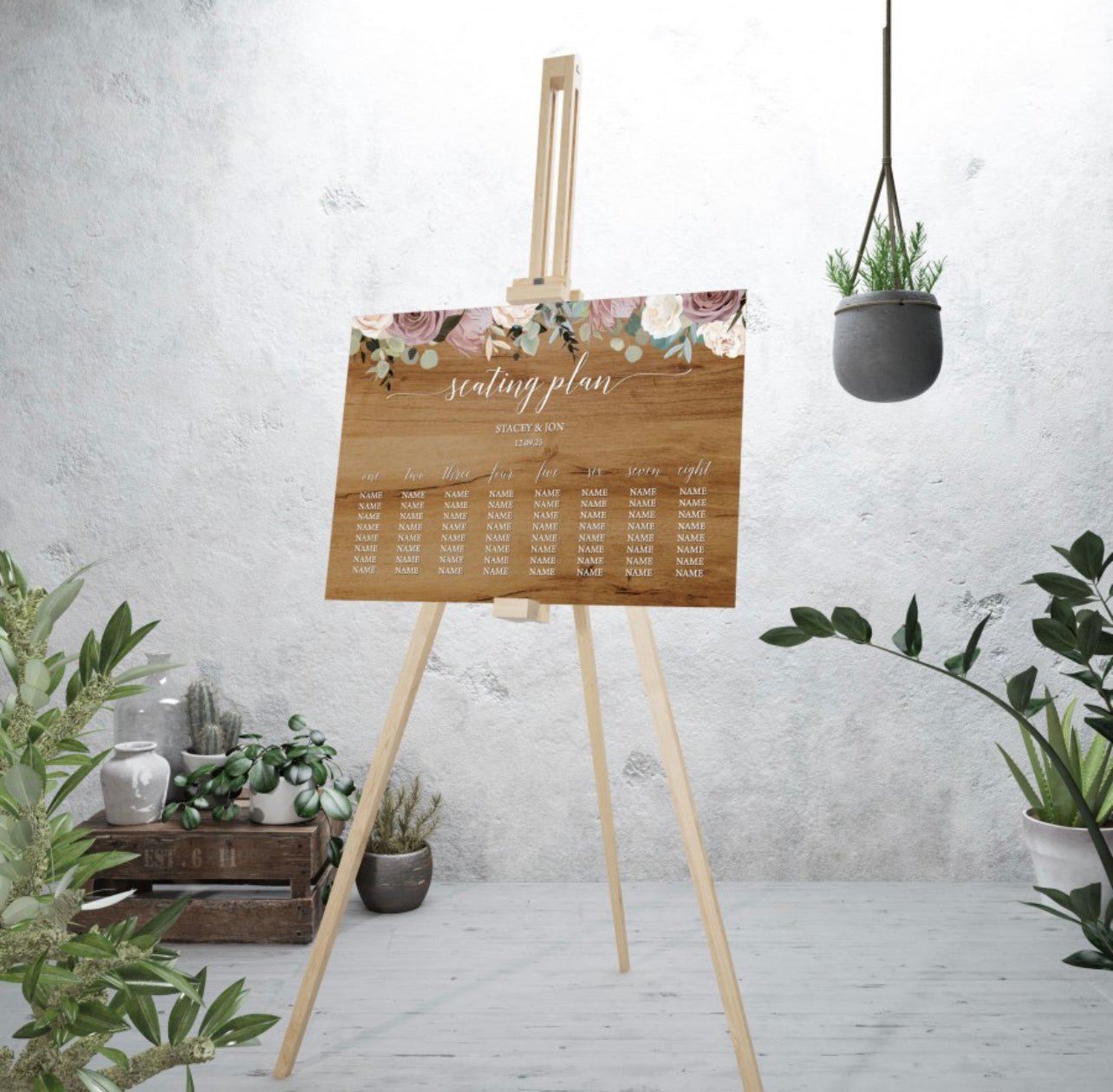 Wooden Dusky Rose Seating Plan Board – Cute Company