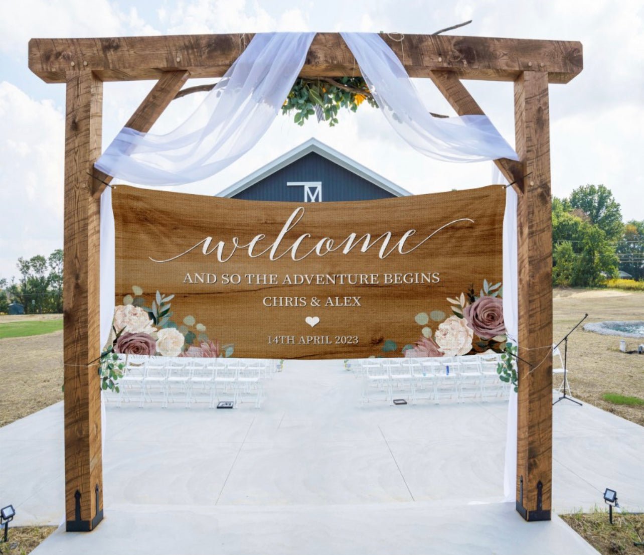 Wooden Dusky Rose Welcome Banner - Cute as a Button by Laura