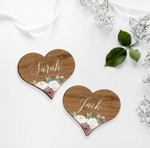 Wooden Dusky Rose Wood Heart Place Names - Cute as a Button by Laura