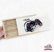 Load image into Gallery viewer, Wooden Pencil Case with Pencils (Other Designs Available) - Cute as a Button by Laura
