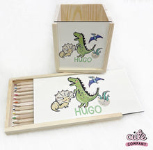 Load image into Gallery viewer, Wooden Pencil Case with Pencils (Other Designs Available) - Cute as a Button by Laura
