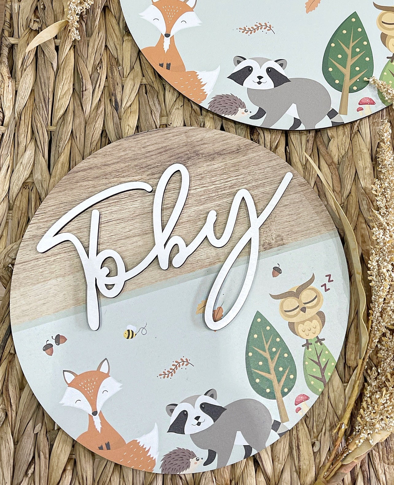 Woodland Printed Plaque - Cute as a Button by Laura